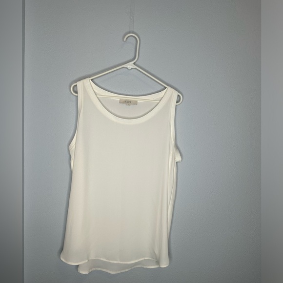 LOFT White Sleeveless Tank Top with Scoop Neck XL - Picture 1 of 5